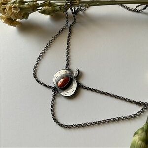 Elegant Sterling Silver and sunstone  Pendant Necklace